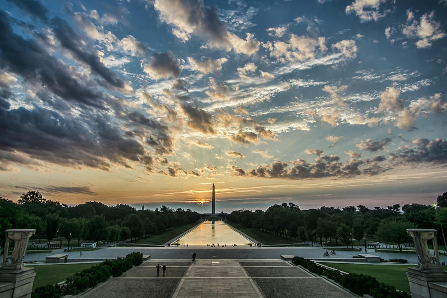 Sunrise from the steps of the Lincoln memorial in Washington, DC  Photograph by Sven Brogren