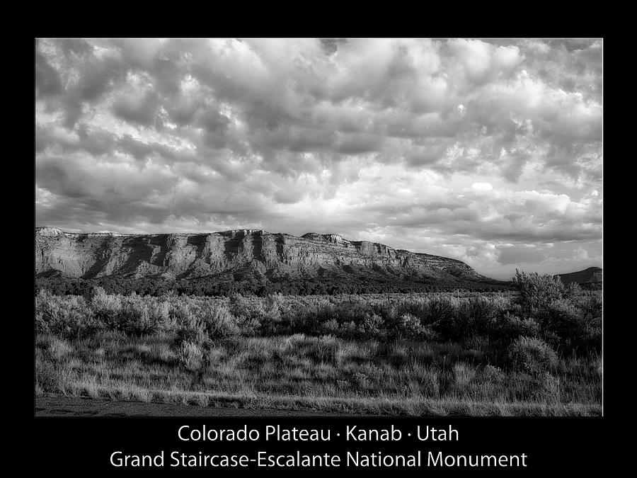 Black And White Mixed Media - Sunrise Grand Staircase Escalante National Monument Utah Text BW Black by Thomas Woolworth