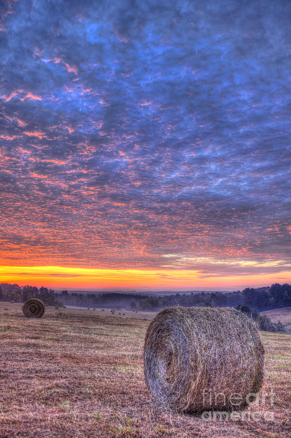 Sunrise Hayfield And A View Walker Church Road Photograph by Reid Callaway