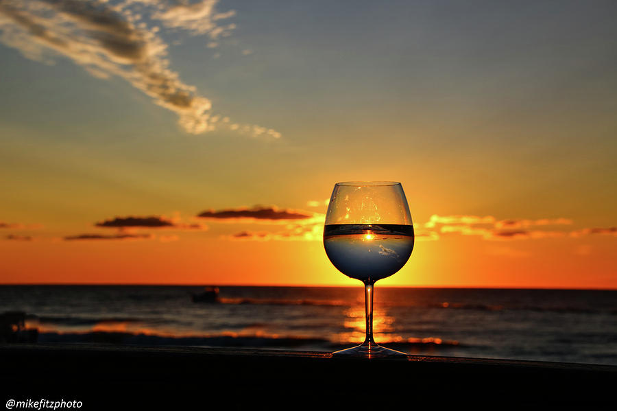 The Beach Glass Sunrise Orange Floating Wine Glass - the beach glass