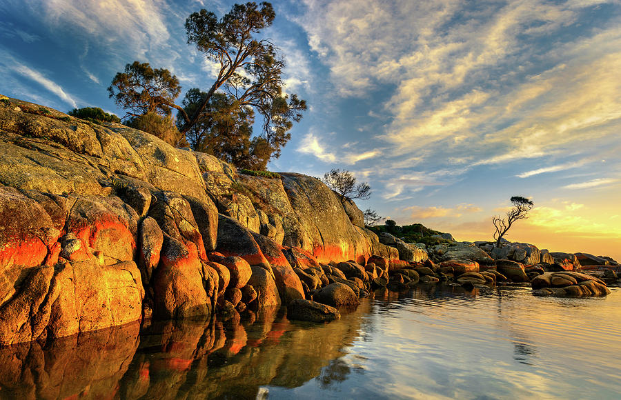 Beach Photograph - Sunrise in Bay of Fires by Andrii Slonchak