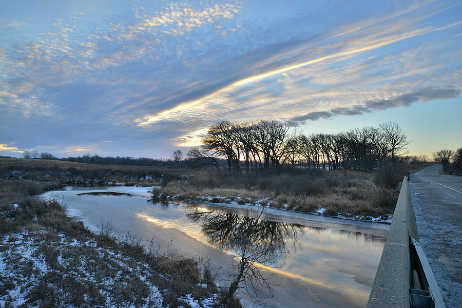 Sunrise in Glacial Park from Route 31 Bridge Photograph by Ray Mathis