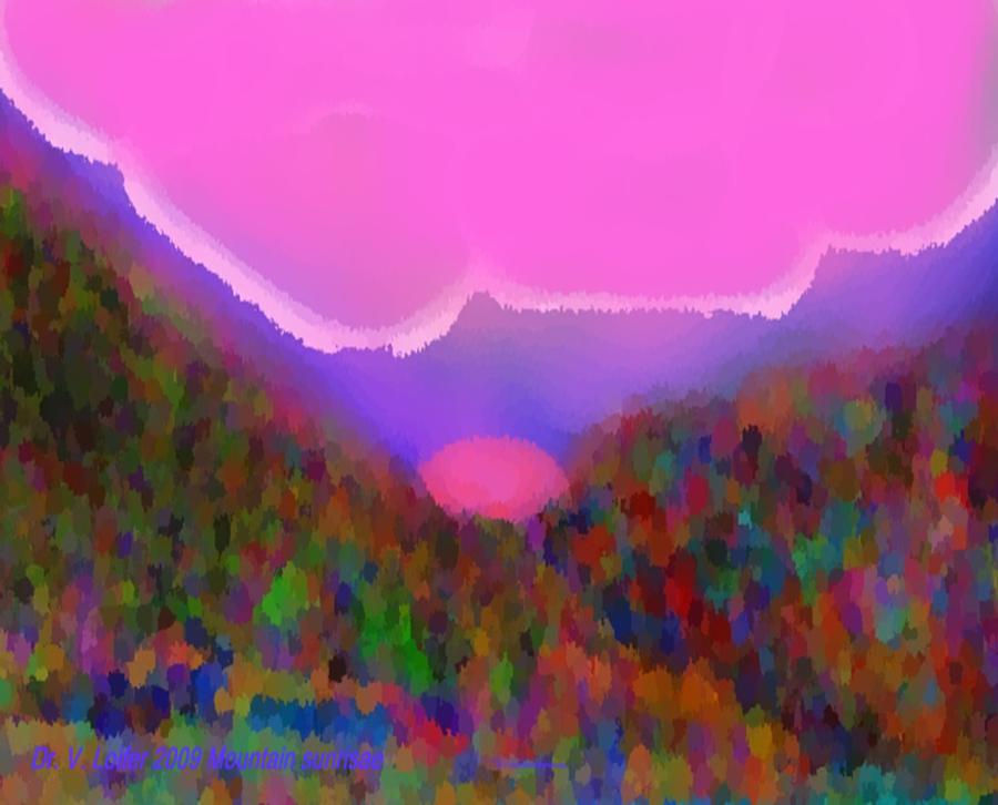 Mountain Digital Art - Sunrise in mountains by Dr Loifer Vladimir