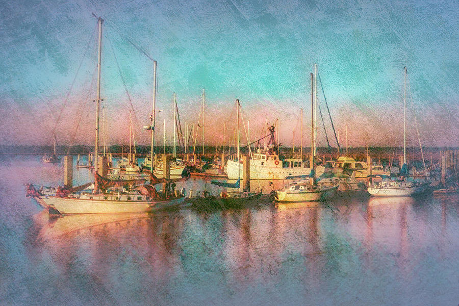 Sunrise in Peach and Aqua Textures Photograph by Debra and Dave Vanderlaan