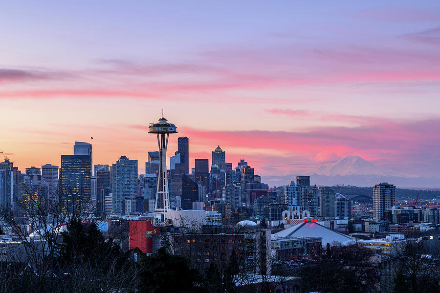 Sunrise in Seattle Digital Art by Michael Lee