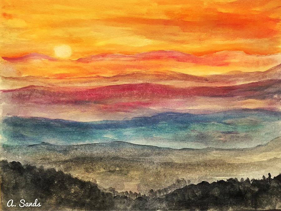Sunrise in Shenandoah Park Painting by Anne Sands