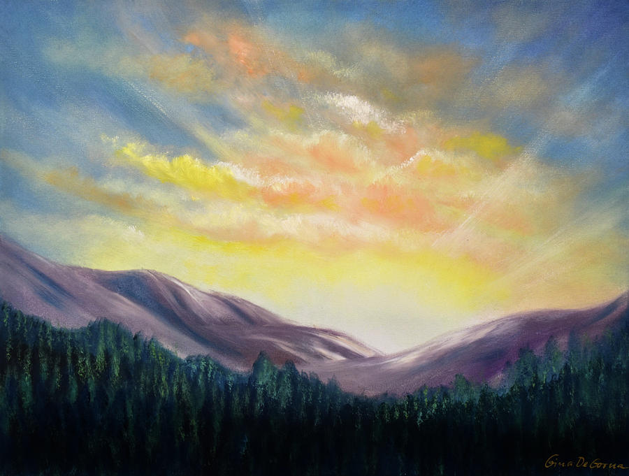 Mountain Painting - Sunrise in the Mountains by Gina De Gorna