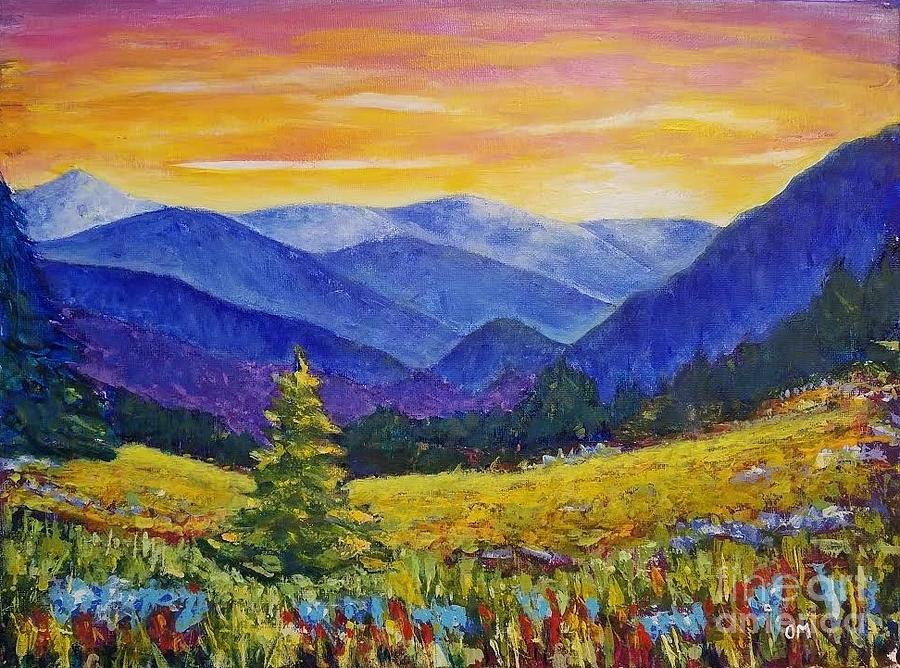 Sunrise in the mountains Painting by Olga Malamud-Pavlovich