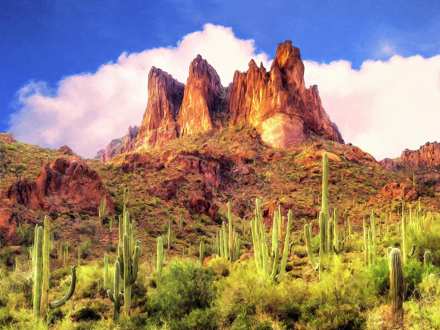 Sunrise in the Superstitions Painting by Dominic Piperata