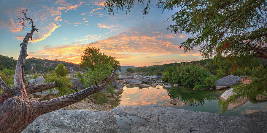 Sunrise in the Texas Hill Country Panorama 10-2 Photograph by Rob Greebon