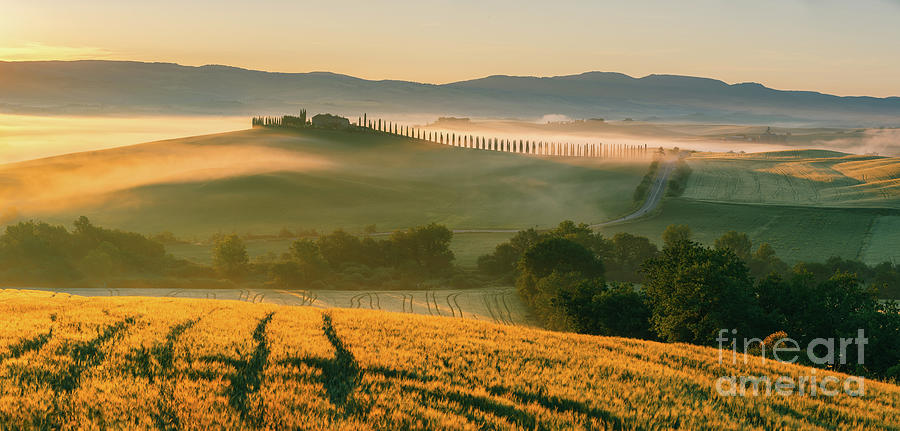 Sunrise in Tuscany - Italy Photograph by Henk Meijer Photography