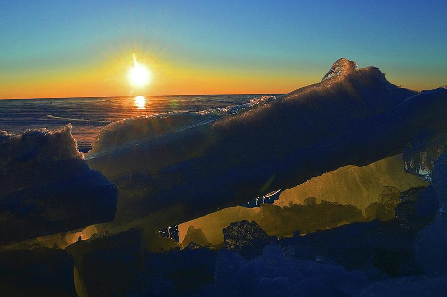 Sunrise Light In The Ice Two  Digital Art by Lyle Crump