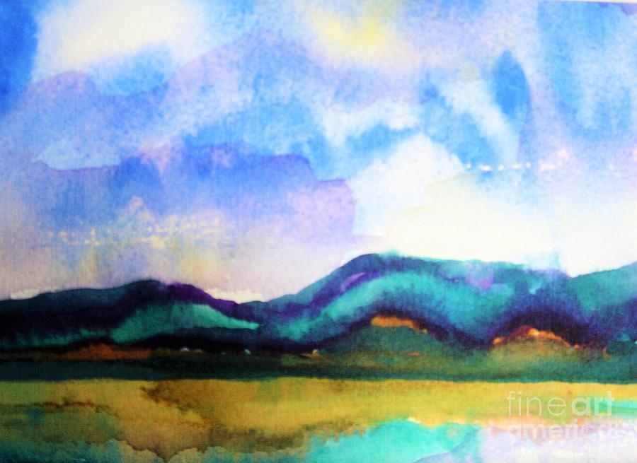 Sunrise, light on the mountains Painting by Angela Cartner