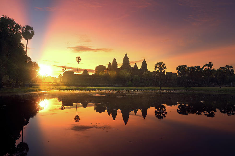 sunrise of Angkor wat temple Photograph by Anek Suwannaphoom