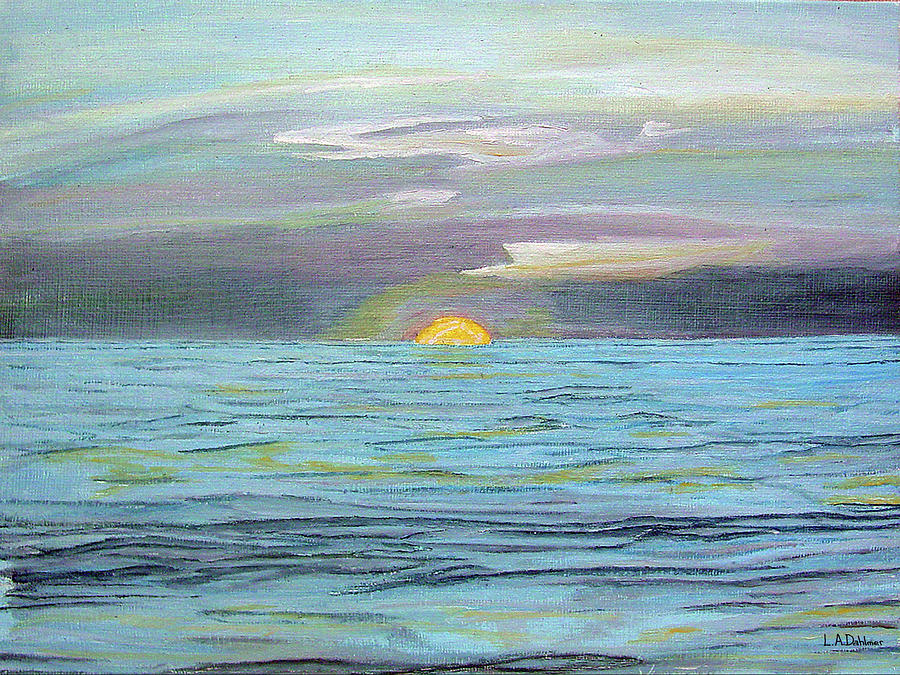 Sunrise off Gloucester Painting by Laurence Dahlmer