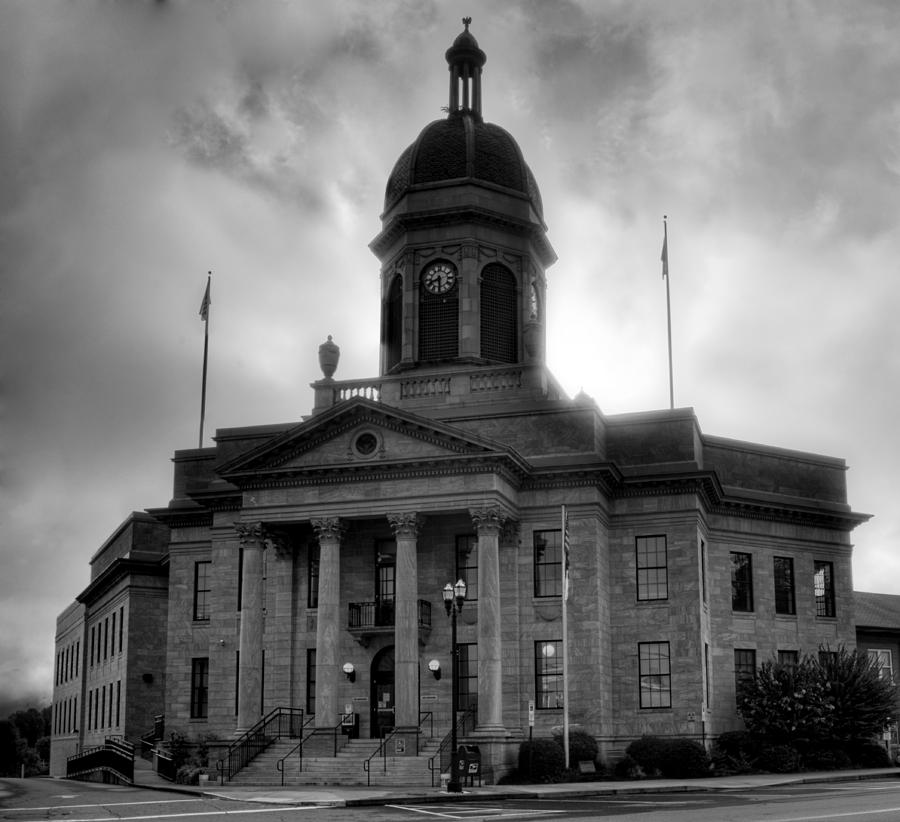 Sunrise On Cherokee County Courthouse in Black and White Photograph by Greg and Chrystal Mimbs