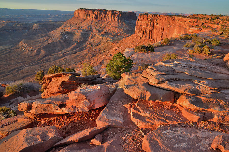 Sunrise on Grand View Point and Junction Butte in Canyonlands NP Photograph by Ray Mathis