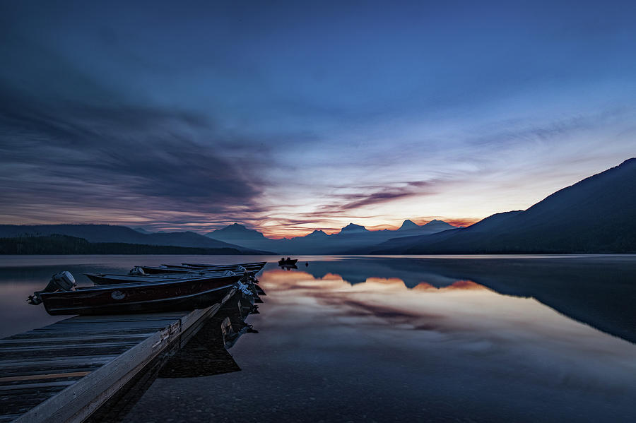 Sunrise On McDonald Lake Photograph by Lon Dittrick