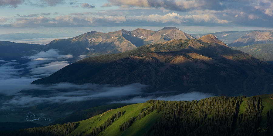 Sunrise on Mt. Crested Butte and Whetstone Mountain Photograph by Aaron Spong