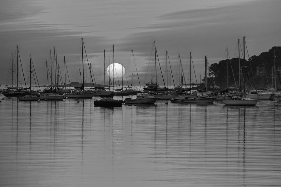 Salem Photograph - Sunrise on Salem Harbor Salem MA Black and White by Toby McGuire