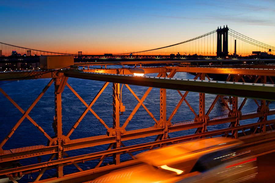 Sunrise on the Brooklyn Bridge Photograph by Adam Rainoff