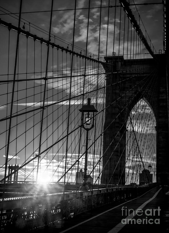 Sunrise on the Brooklyn Bridge  Photograph by James Aiken