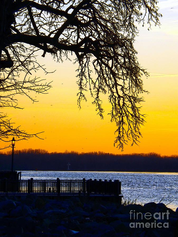 Sunrise On The Delaware River Bristol Pennsylvania Digital Painting  Photograph by Robyn King