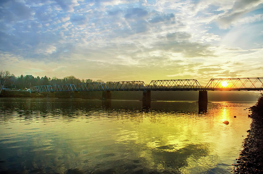 Bridge Photograph - Sunrise on the Delaware - Washingtons Crossing by Bill Cannon