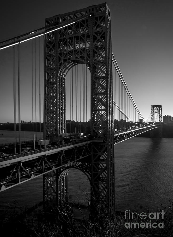 Sunrise on the GWB, NYC - BW Portrait Photograph by James Aiken