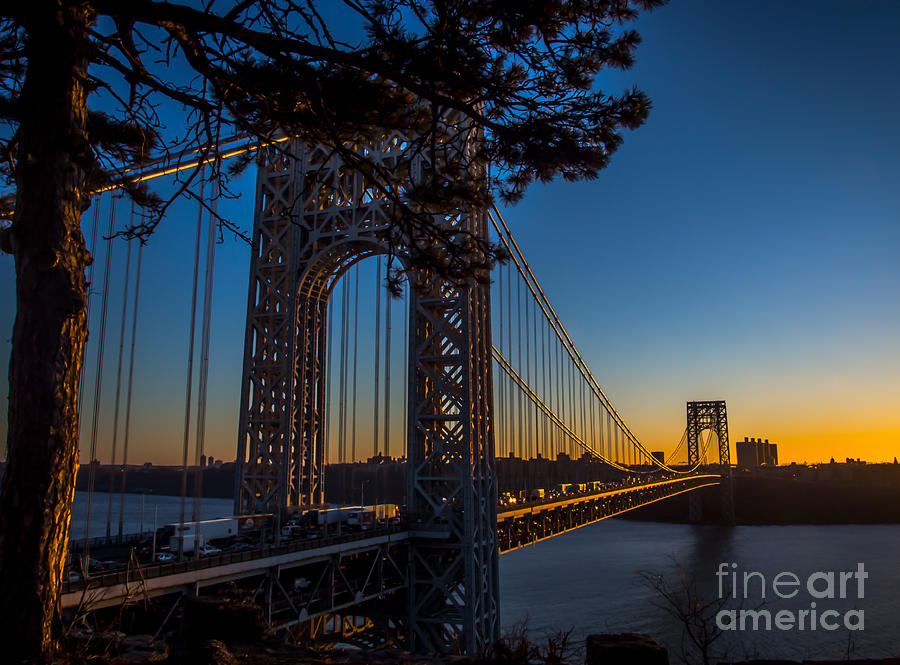 Sunrise on the GWB, NYC - Landscape Photograph by James Aiken
