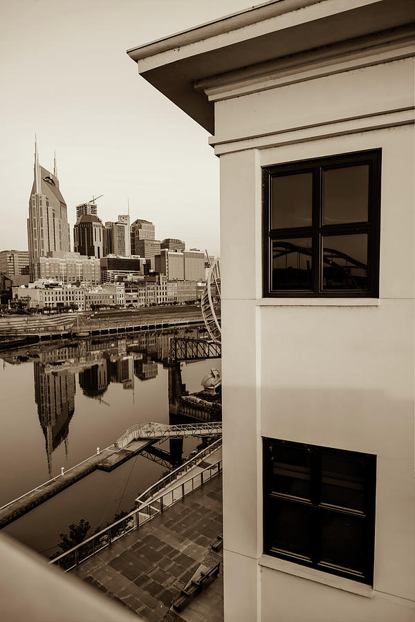 Sunrise On The Nashville Tennessee Skyline - Sepia Photograph