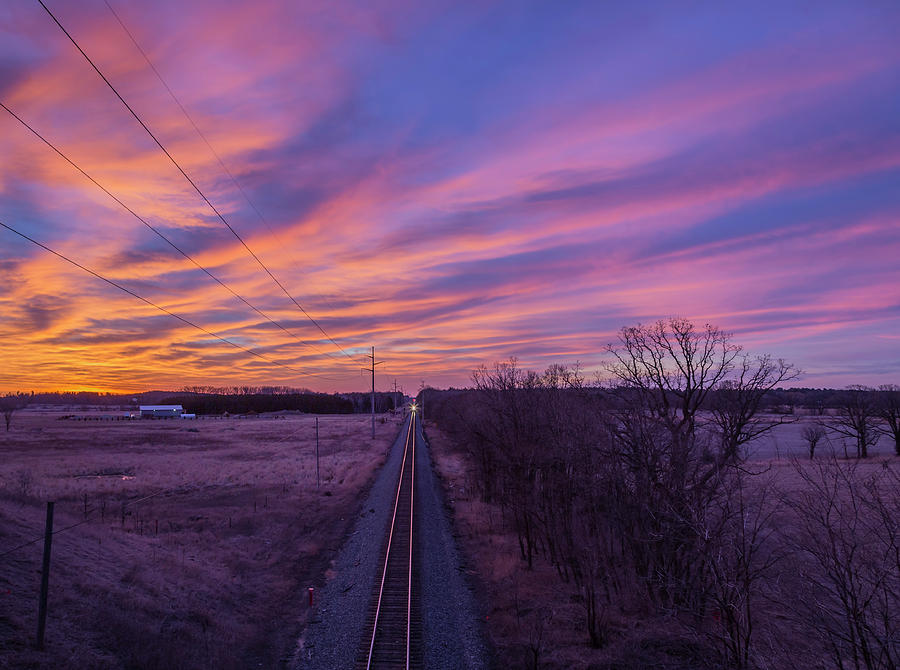 Sunrise On The Train Tracks 3-24-2018 Photograph by Thomas Young