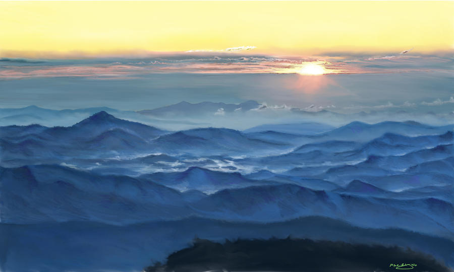 Mountain Painting - Sunrise over asheville by Myke Irving