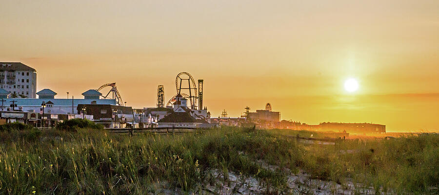 Sunrise Over Boardwalk and Music Pier Ocean City New Jersey Photograph by Photographic Arts And Design Studio