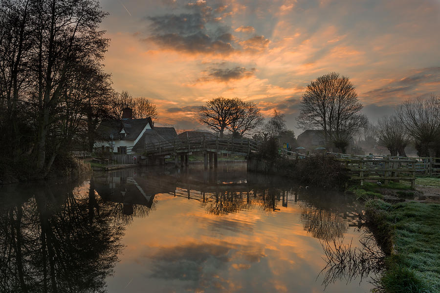Flatford Photograph - Sunrise over Bridge Cottage by Nick Rowland