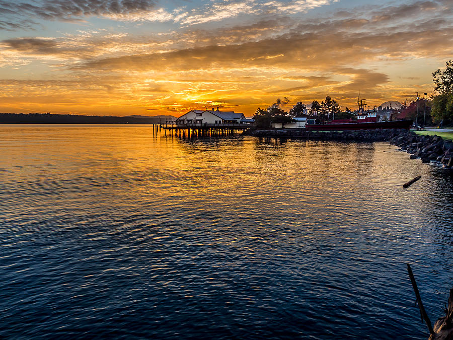 Sunrise Over Commencement Bay Tacoma, WA Photograph by Rob Green