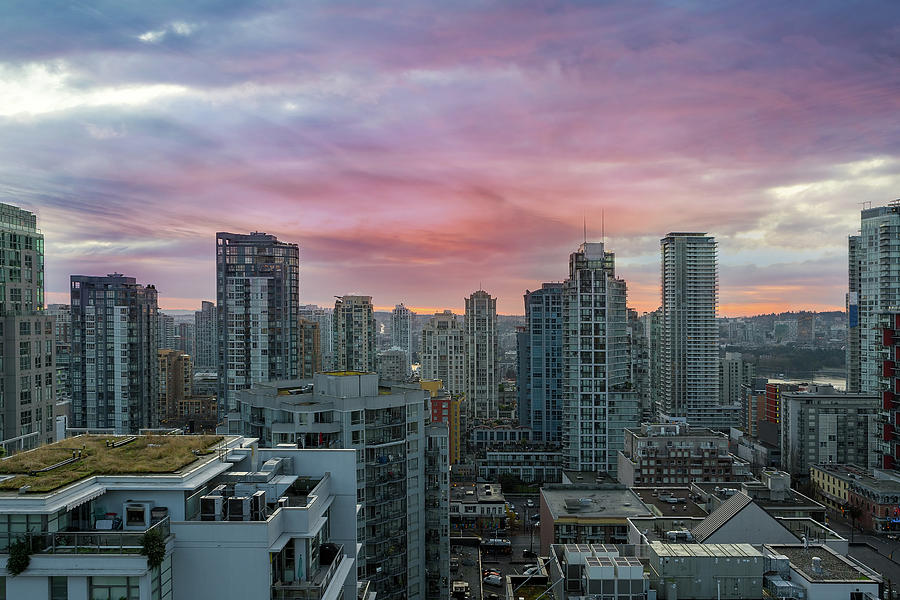 Sunrise over downtown Vancouver BC Photograph by David Gn