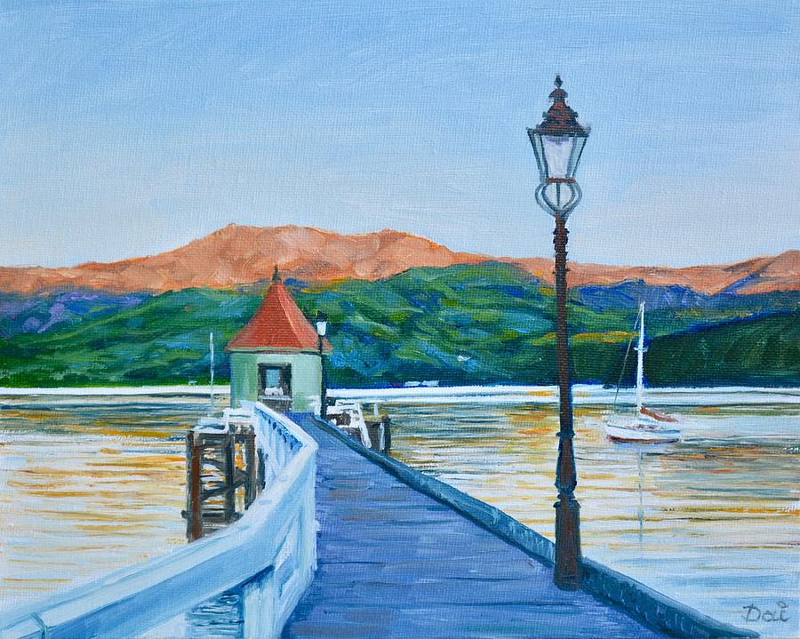 Sunrise over French Bay in Akaroa New Zealand Painting by Dai Wynn
