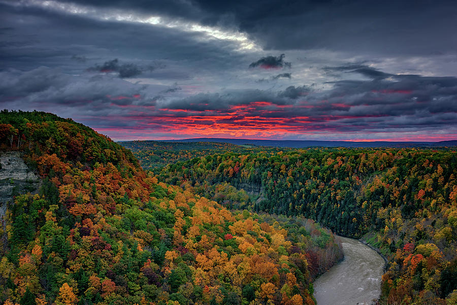 Fall Photograph - Sunrise Over Genesee River Gorge by Rick Berk