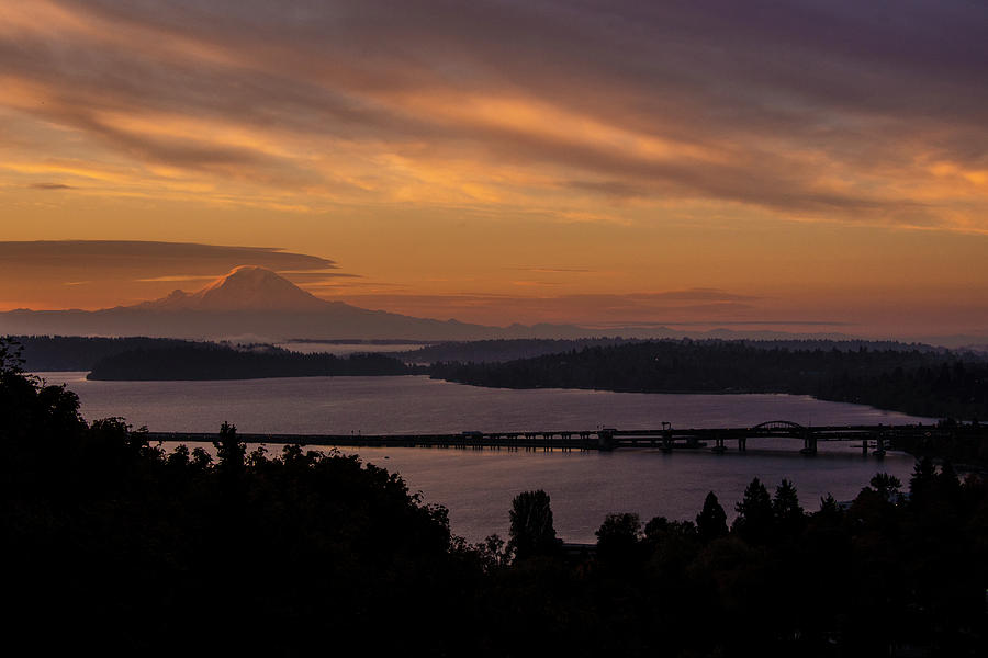 Sunrise Over I-90 and Lake Washington  Photograph by Matt McDonald
