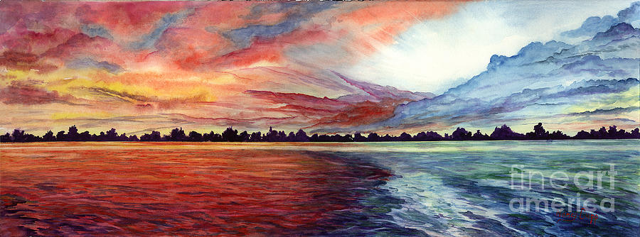 Landscape Painting - Sunrise Over Indian Lake by Nancy Cupp