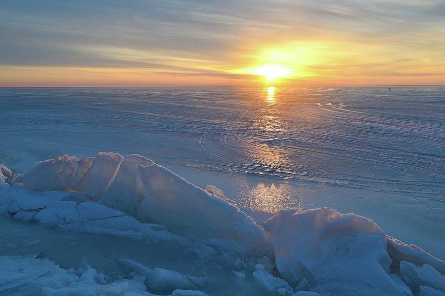 Sunrise Over Lake Simcoe On February 27-2018 Two  Digital Art by Lyle Crump