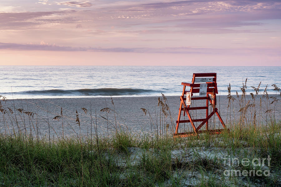 Beach Photograph - Sunrise over Lifeguard Chair #1 by Dawna Moore Photography