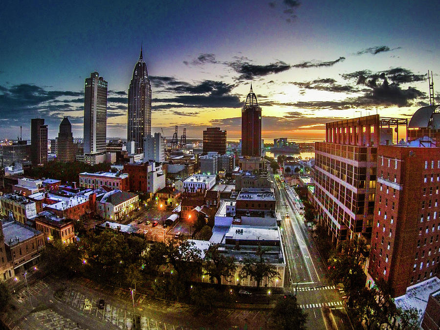 Sunrise Over Mobile and Government Street Photograph by Michael Thomas