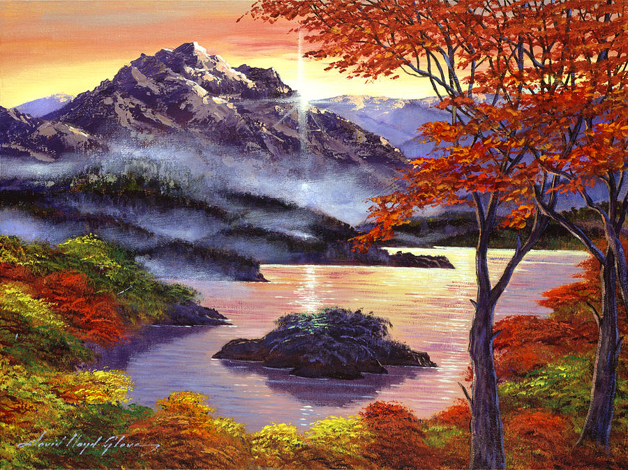 Sunrise Over Mystic Lake Painting by David Lloyd Glover