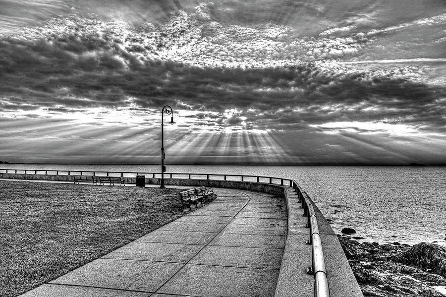 Sunrise Over Red Rock Park Lynn MA Black and White Photograph by Toby McGuire