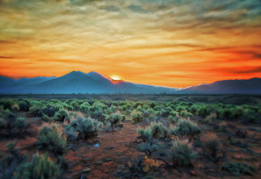 Sunrise over Taos II Digital Art by Charles Muhle