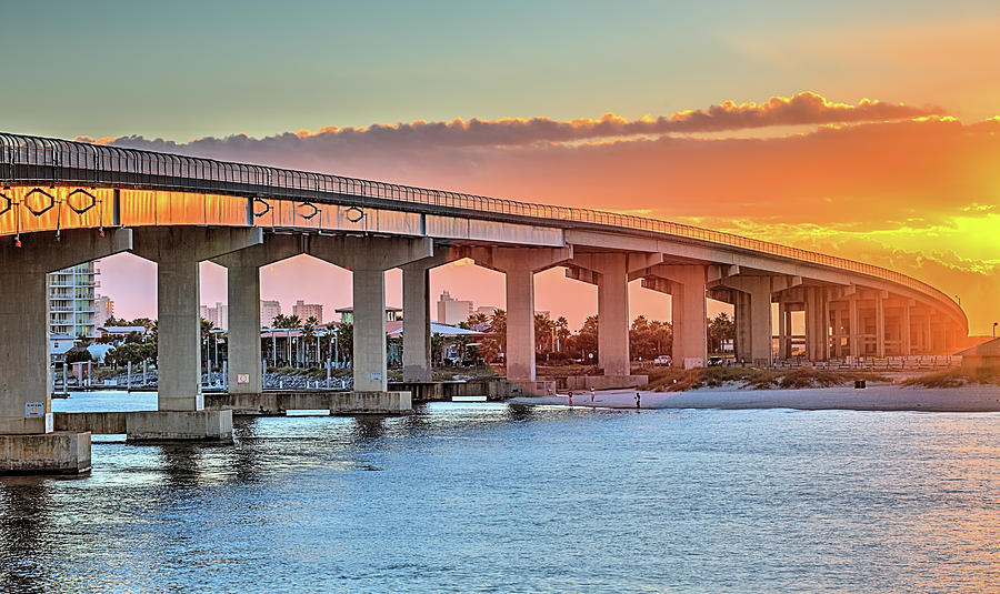 Sunrise Over The Bridge to Orange Beach Photograph by JC Findley