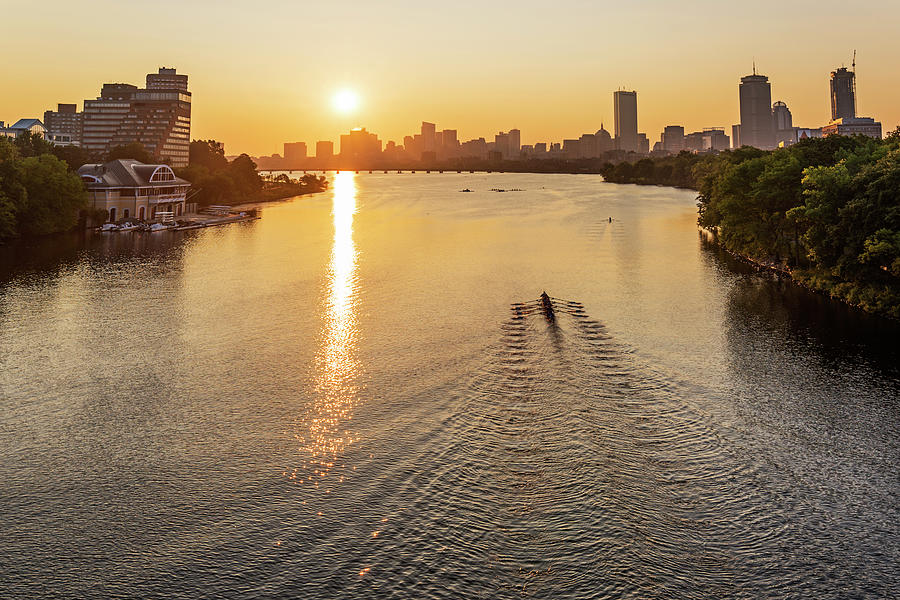 Sunrise over the Charles River Boston MA Photograph by Toby McGuire