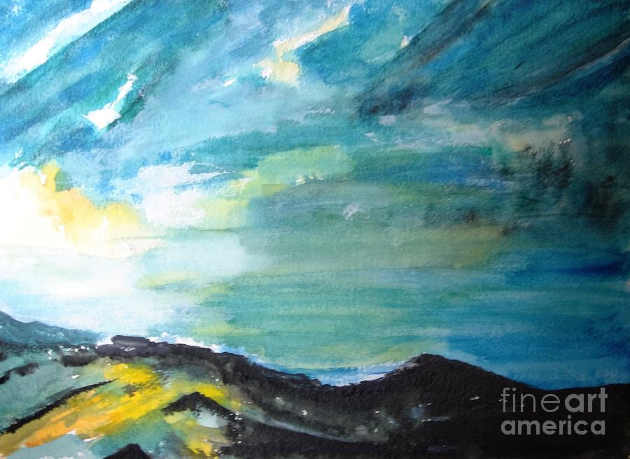 Sunrise over the crag Painting by Angela Cartner